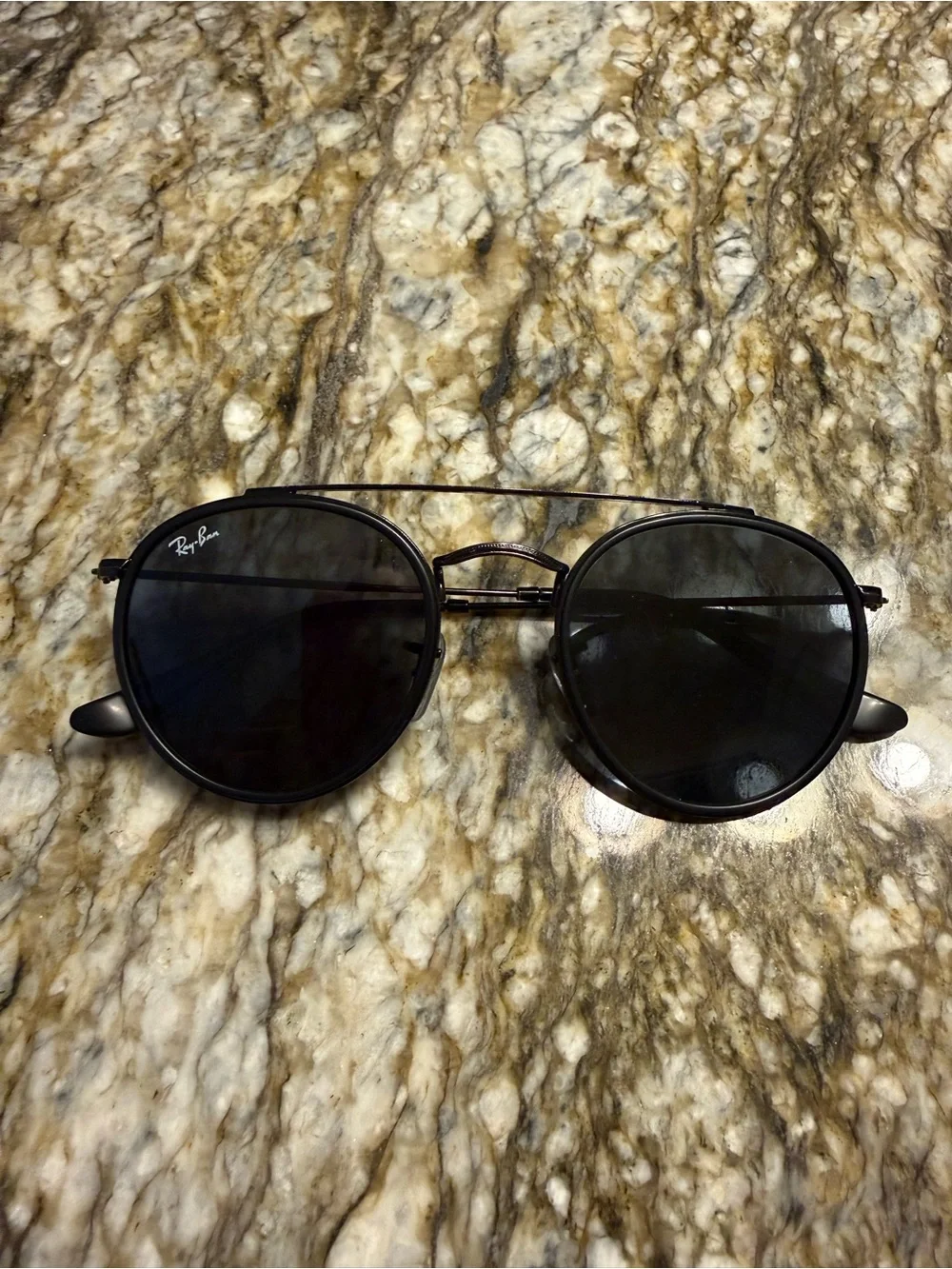 Ray-Ban Black Round Double-Bridge Sunglasses